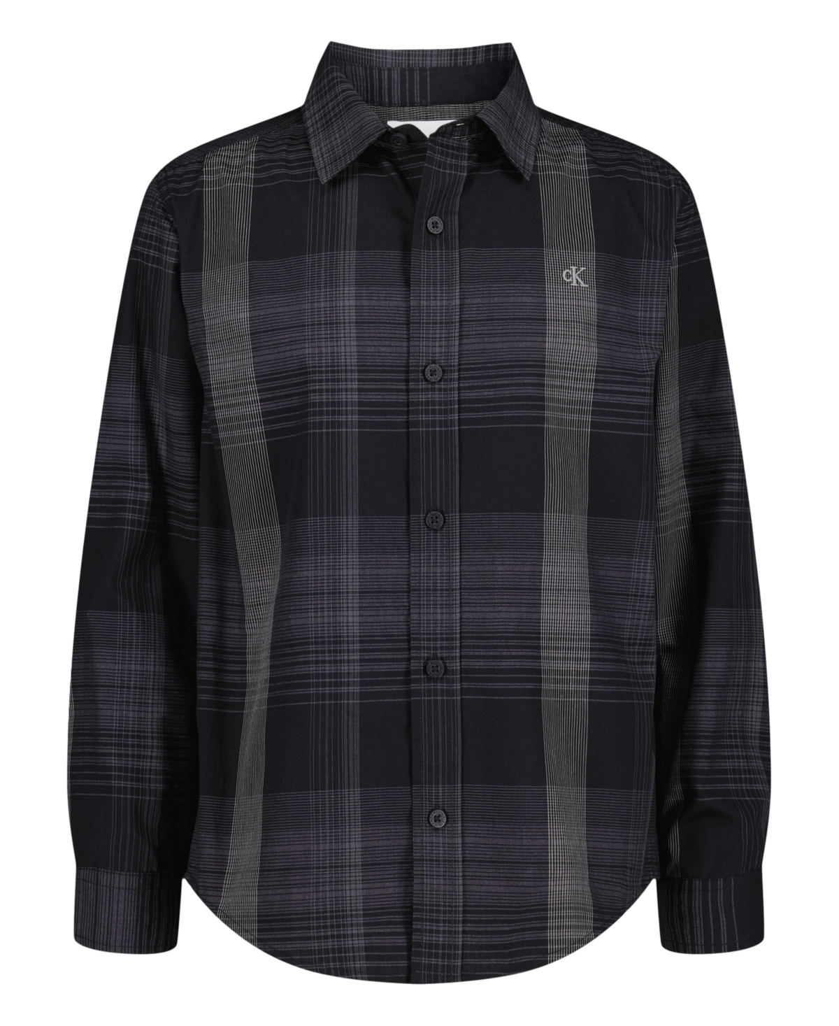 Calvin Klein Boys 8-20 Ck Intricate Plaid Long Sleeve Shirt In Black