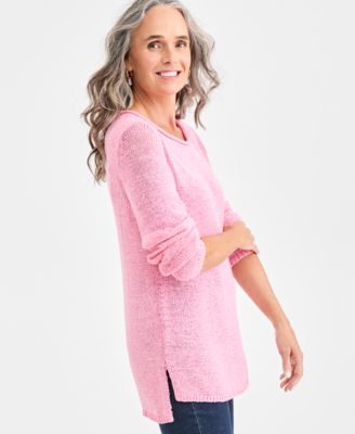 Style Co Womens Tape Yarn Roll Neck Sweater Macys Exclusive - Pink 30$