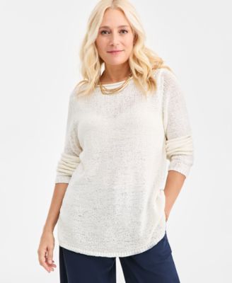 Style & Co - Petite Boat Neck Tape Yarn Sweater