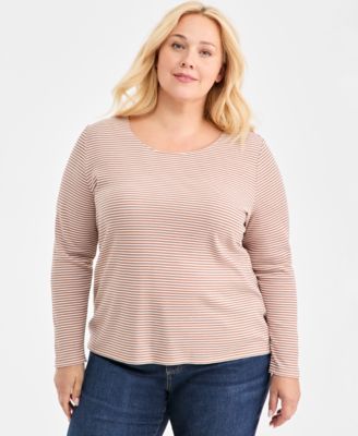 Style & Co - Plus Size Scoop-Neck Long-Sleeve Knit Top