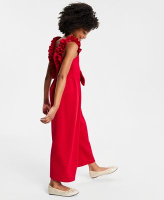 Girls' 7-16 Ruffled Scuba Jumpsuit