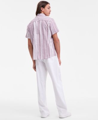 Men's Patio Striped Short-Sleeve Button-Up Shirt and Linen Blend Pants, Macy's Exclusive	
