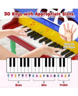 30-Key Wooden Toy Kids Grand Piano with Bench and Music Rack