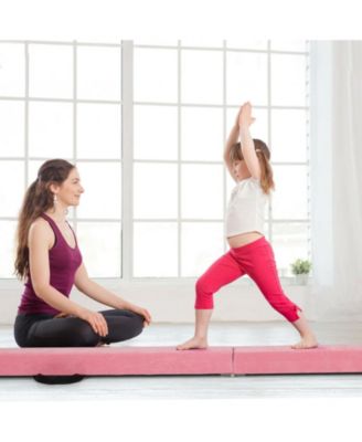 7 Ft Folding Floor Balance Beam with Handles for Gymnastics Training, Pink