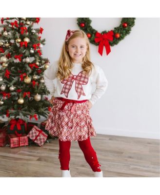 Girls Christmas Plaid Layered Bow Headband