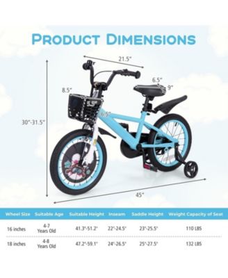 16 Inch Kids Bike with Adjustable Handlebar and Saddle for Ages 4–8, Blue