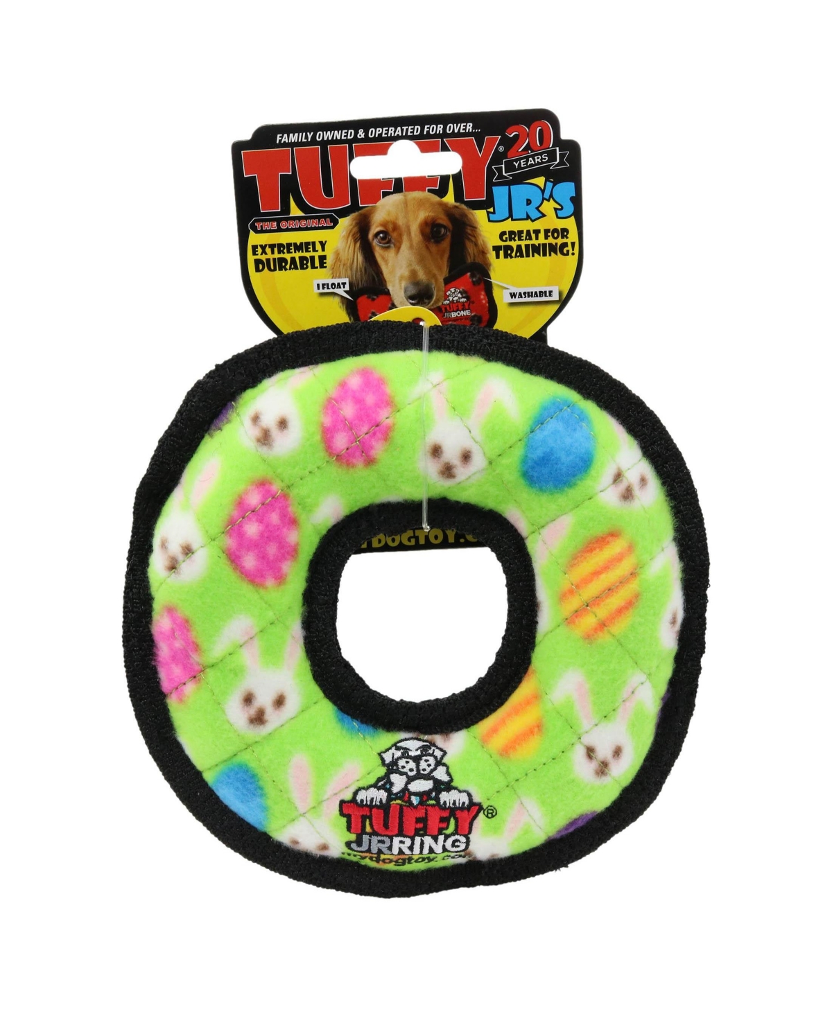 Tuffy Holiday Jr Ring Egg 2 Pack , Durable Plush Squeaky Dog Toy