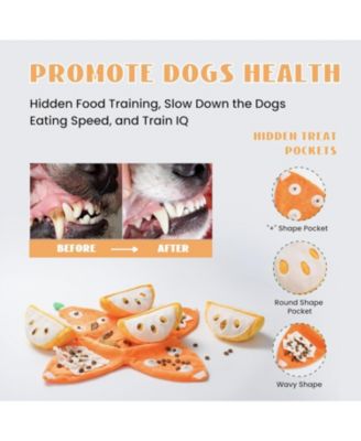 5-in-1 Orange Dog Enrichment Toys, 4 Orange Slices with a Peel Snuffle Mat for Treats Hunting Fun