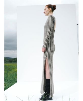 Women's Juniper Backless Striped Wool Maxi Dress