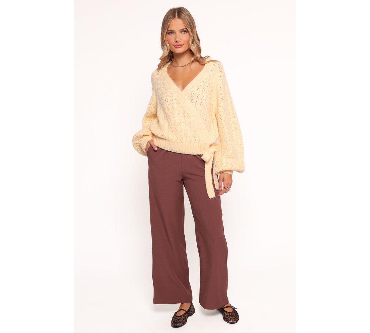 Petal and Pup Women's Etta Ballet Wrap Knit Sweater - Butter L