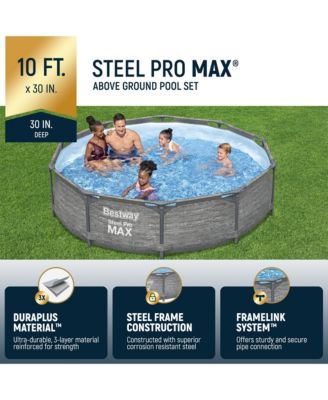 Steel Pro MAX 10' x 30" Above Ground Outdoor Swimming Pool Set, Gray