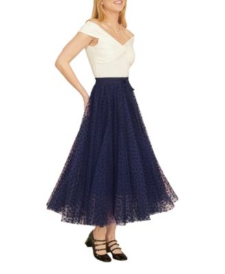 Women's Mesh Heart Print Tulle Skirt