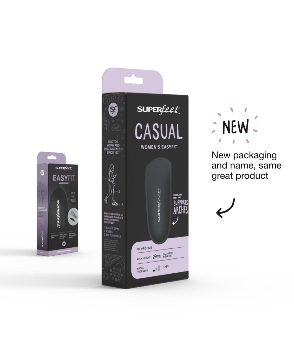 Superfeet Casual Women's Easyfit Insoles - Comfort Shoe Inserts for Women - Anti-Fatigue Orthotic Insoles for Dress Shoes - Size 10.5-12 Women