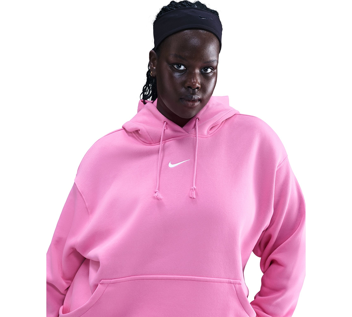 Nike Sportswear Plus Size Phoenix Fleece Oversized Pullover Hoodie In Pink