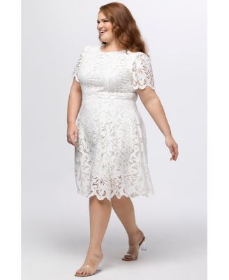Women's Lace Little White Party Dress with Cap Sleeve