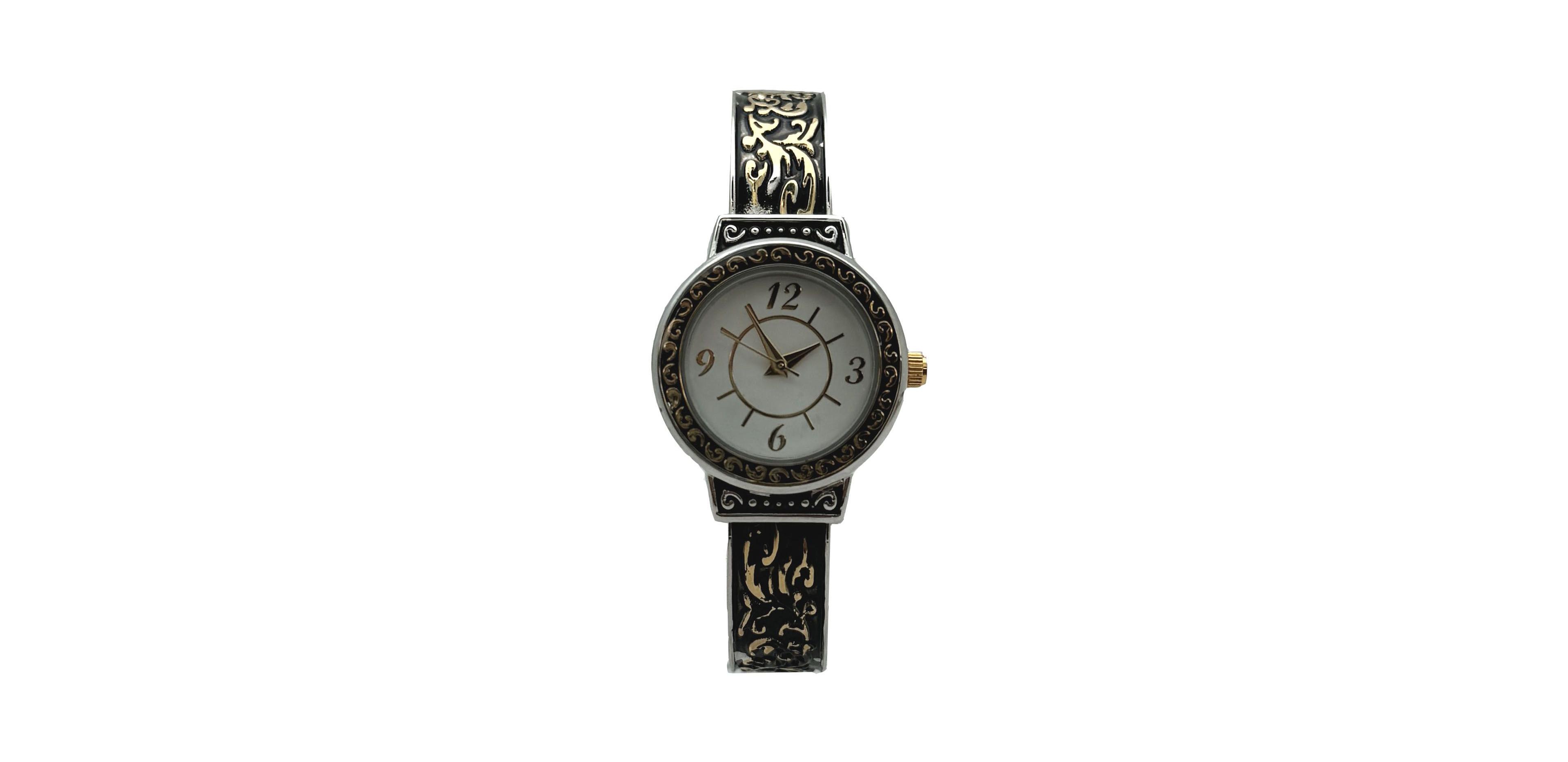 Olivia Pratt Antique Style Elegant Cuff Women Watch, Two Tone
