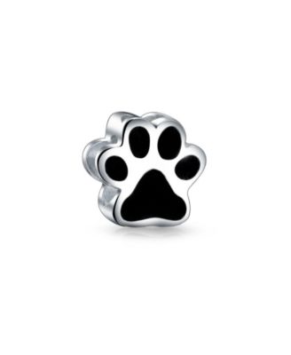 Set of 2 Sleepy Puppy Dog & Black Shape Paw Print Pet Animal Lover Charm Bead