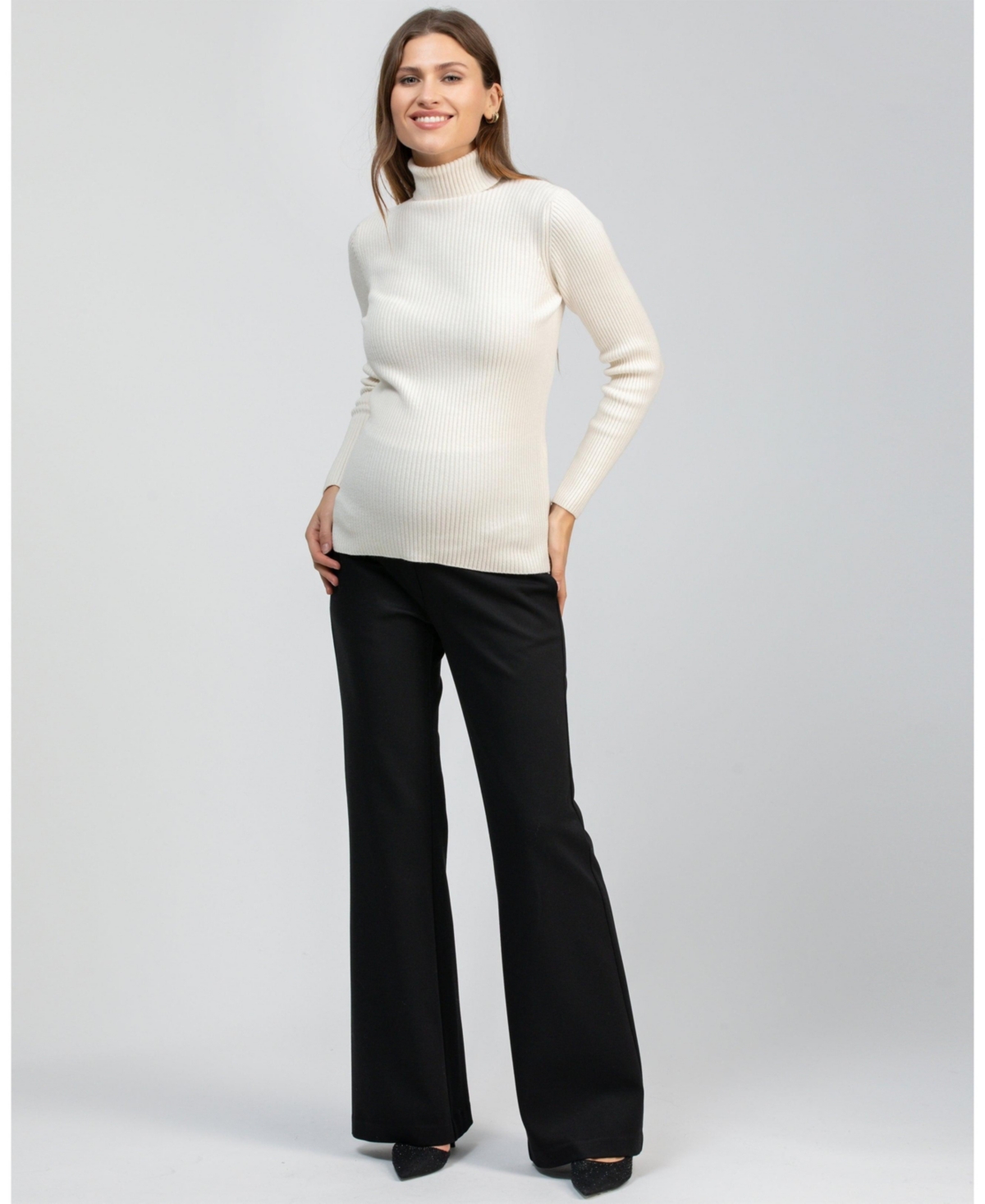 Pietro Brunelli Maternity Maternity Black Tailored Robin Trousers With Stretch Waistband In Black