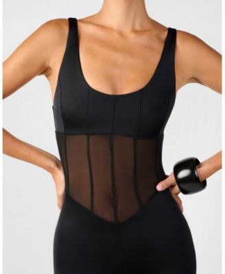 Spandex Sheer Panel Bodysuit