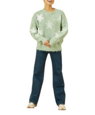 Women's Crochet Flower Knit Sweater