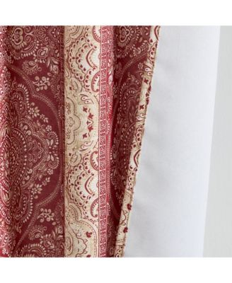 William Boho Damask Striped Patterned Window Back Tab Rod Pocket Curtains Bedroom - Light Blocking Darkening Window Panels, Set of 2