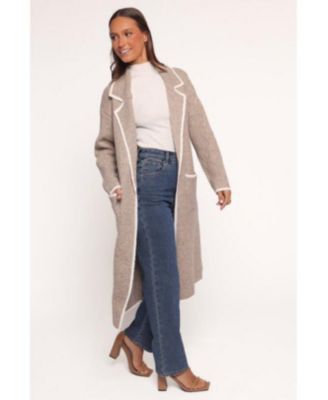Women's Katia Contrast Trim Coatigan - Beige S/M