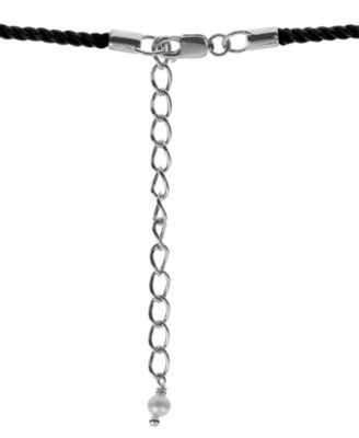 Cultured Baroque Pearl (12-13mm) Black Cord Necklace in Sterling Silver