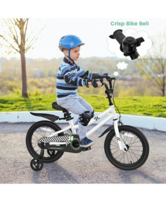16 Inch Kids Bike with Removable Training Wheels and Adjustable Seat, Black/White
