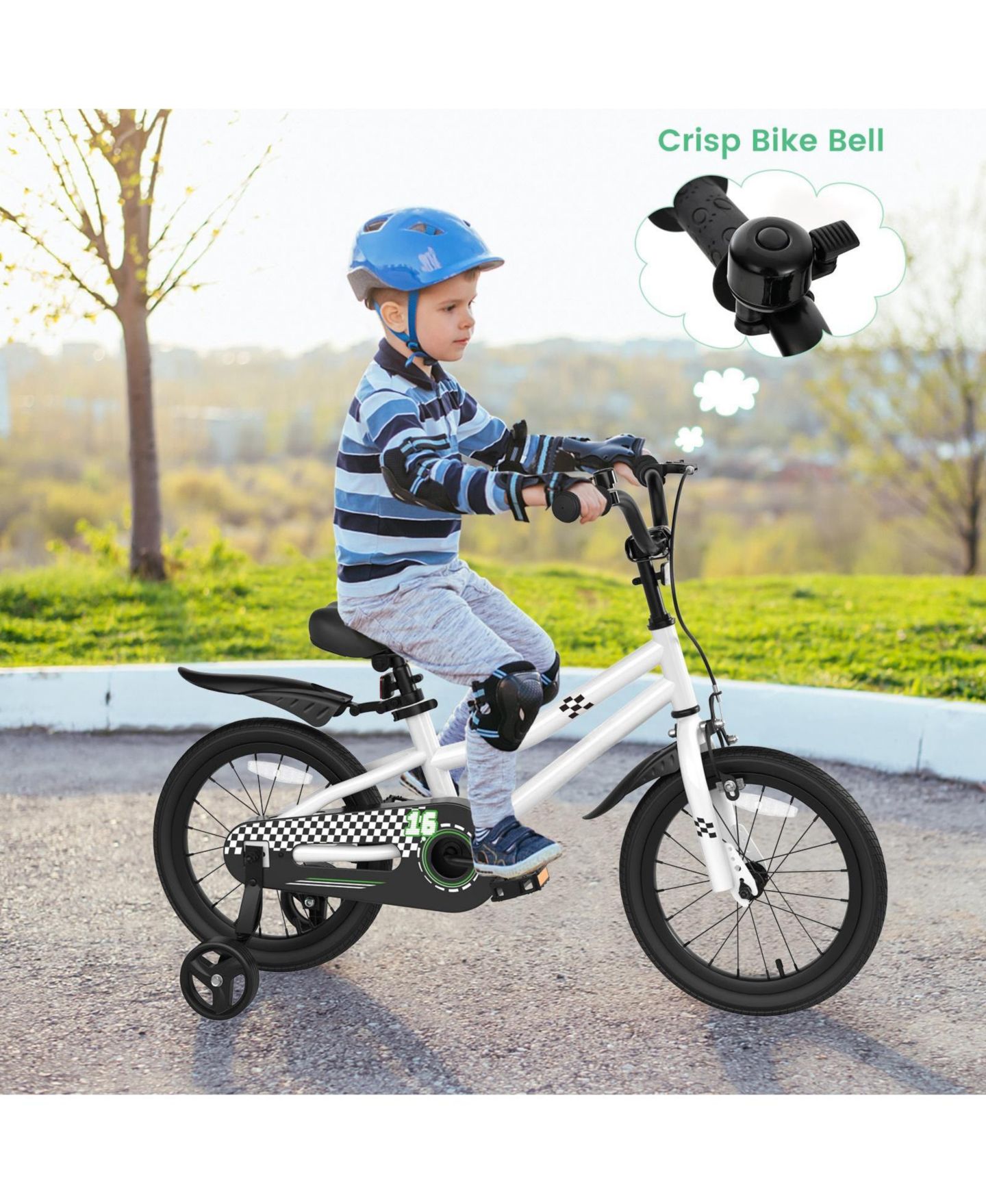 Детская игрушка HONGGE 16 Inch Carbon Steel Removable-Training-Wheel Coaster-Brake Bike with Adjustable Seat, Ages 4-6, цвет: Белый чёрный — фото 5