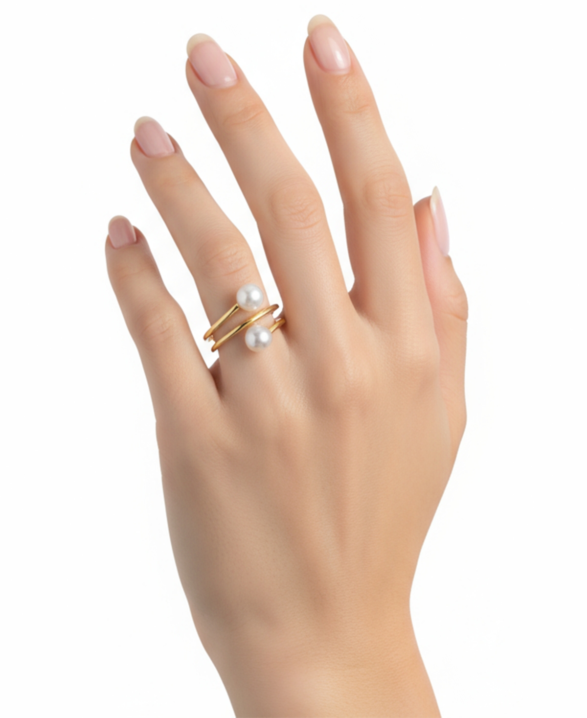 Macy's Cultured Freshwater Pearl (3.5-4mm) Ring In Sterling Silver With 14k Gold Plating In Gold