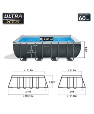 18Ft x 52In Ultra XTR Rectangular Frame Swimming Pool Kit w/Pump & Canopy