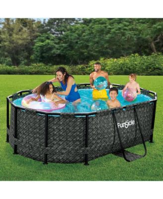 Oasis 9'10" x 6'7" Oval Above Ground Swimming Pool, Dark Herringbone