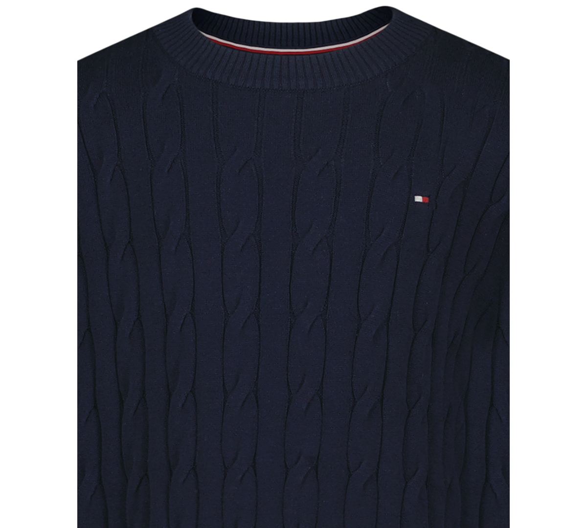 Tommy Hilfiger Boys 2t-7 Crewneck Cable Knit Sweater In Blue