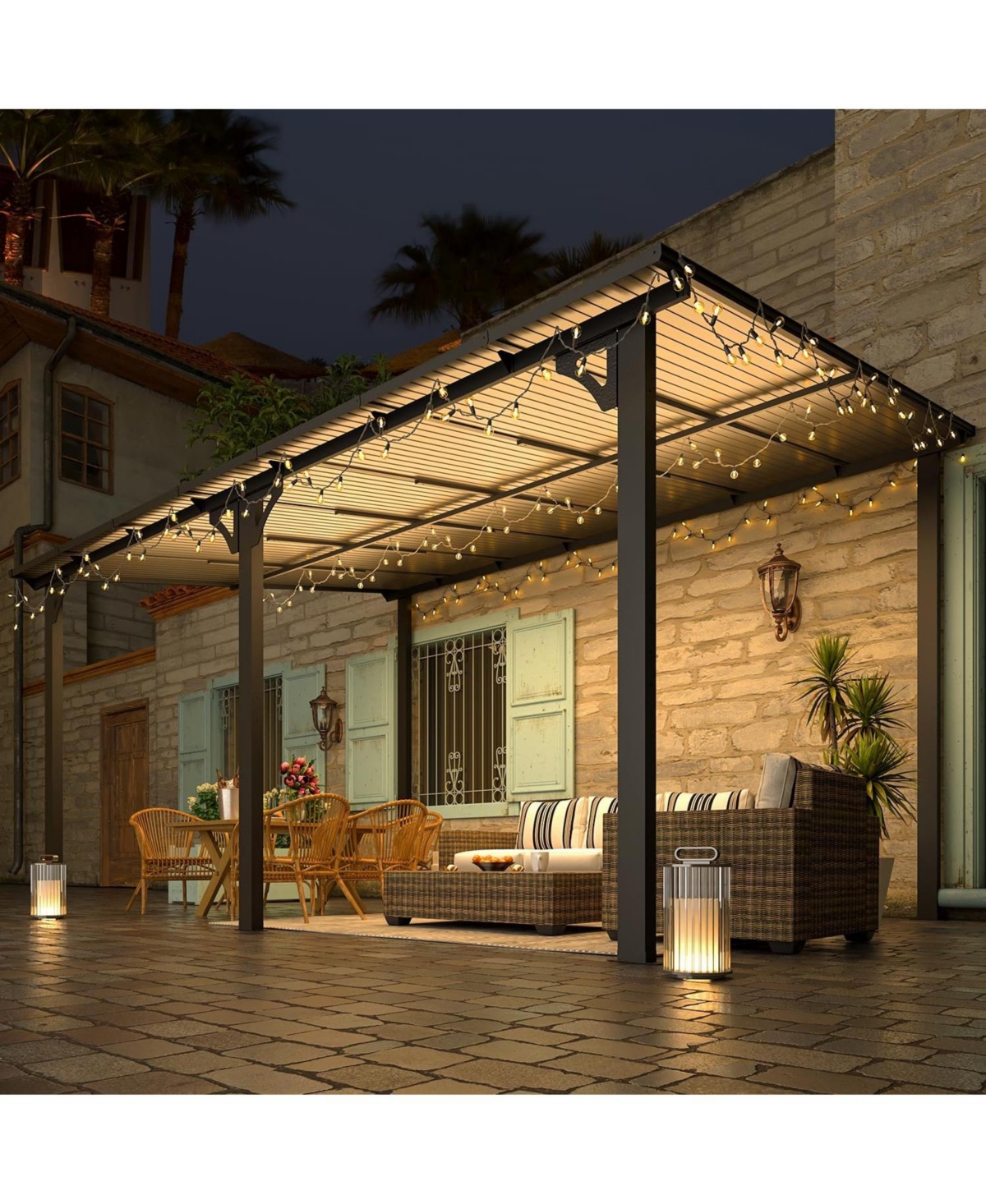 Aecojoy 14'x10' Wall Mounted Gazebos Pergola