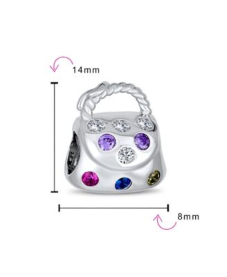 Set of 3 Fashion Multicolor CZ Clutch Purse & 2 Solid Pink Spacer Charm Bead Sterling Silver