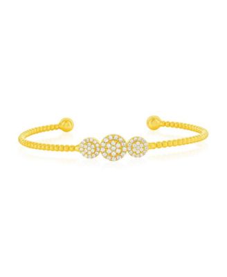 Sterling , Triple Round Halo CZ Beaded Bangle
