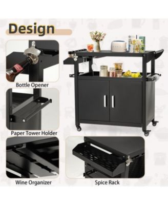 Outdoor Grill Table, 3-Tier Pizza Oven Stand Stainless Steel BBQ Prep Table