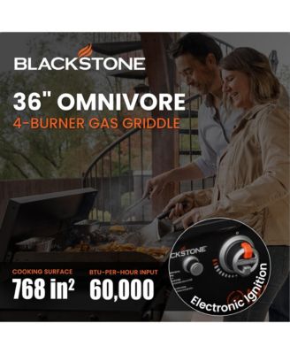 Omnivore 36 Inch 4 Burner Outdoor Propane Gas Grill with Side Shelves
