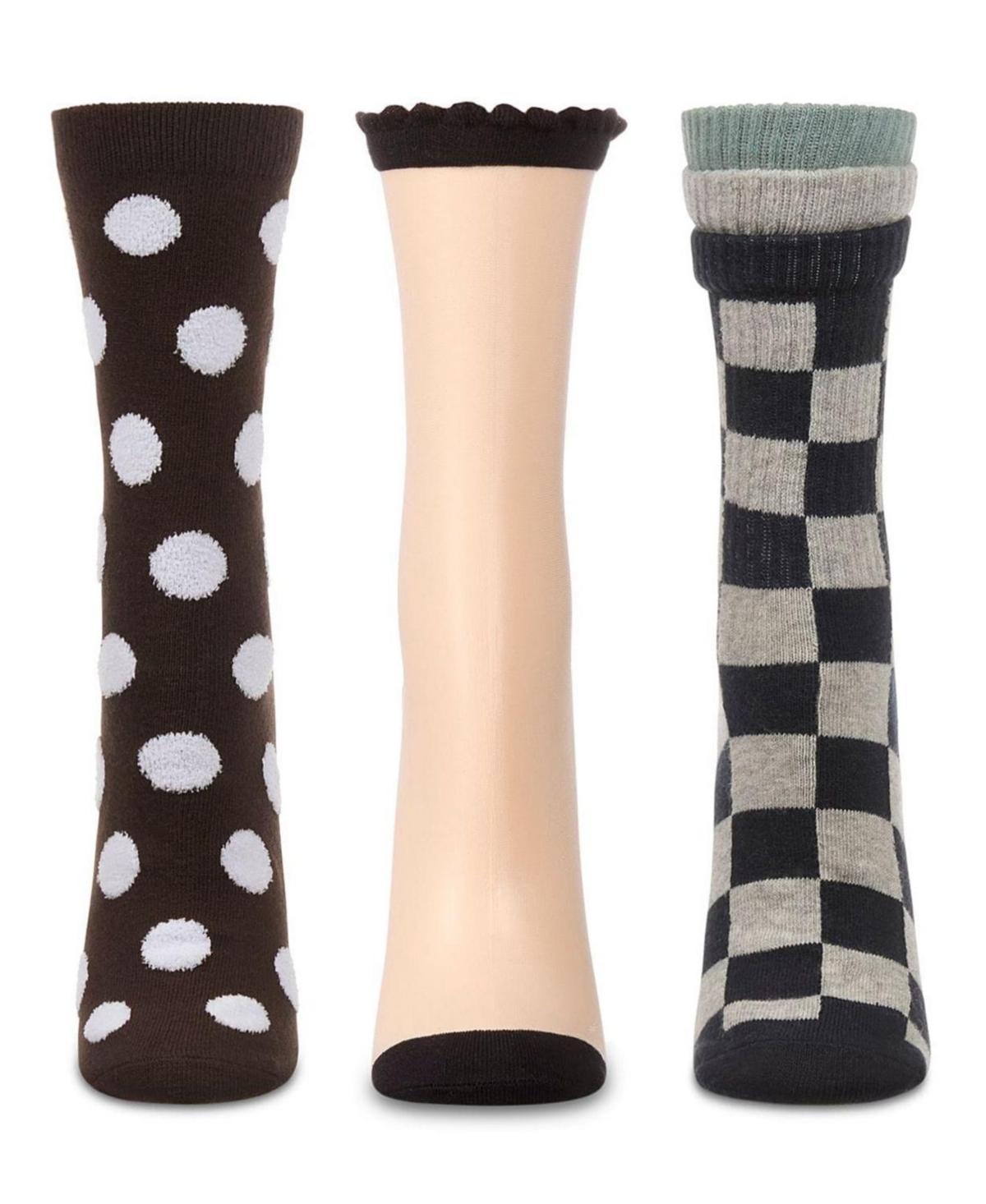 MeMoi Women's 3 Pair Pack Fashion Crew Socks