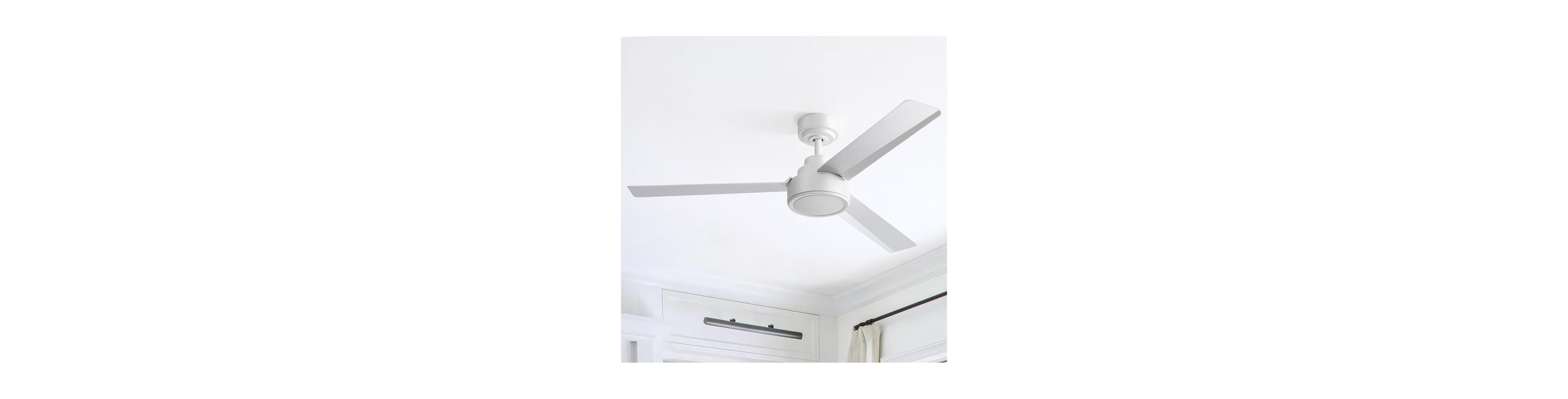 52-inch Modern White 3-Blade without Light Ceiling Fan with Six Speed Remote Control and Timing Function for Indoor