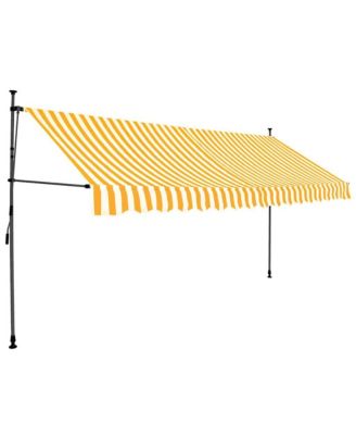 Retractable Awning White and orange Polyester with PU coating Large