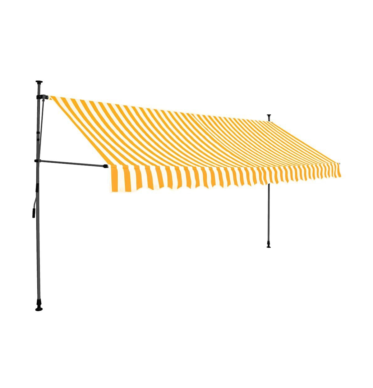 Retractable Awning White and orange Polyester with Pu coating Large