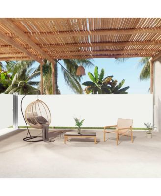 Side Awning Cream Polyester with PU coating Large Retractable