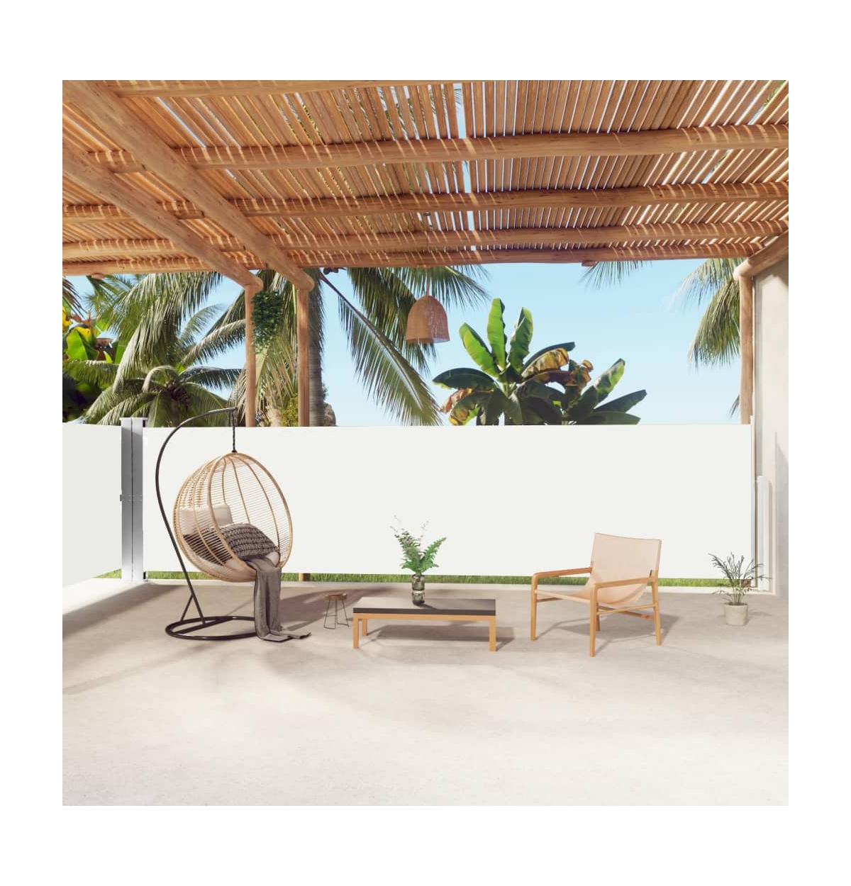 Side Awning Cream Polyester with Pu coating Large Retractable