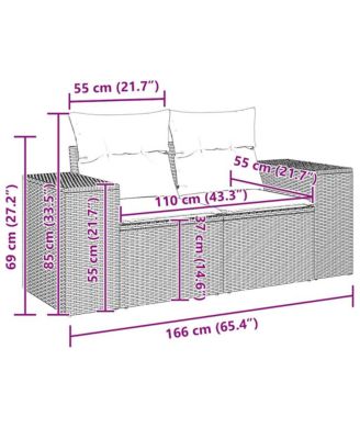Patio Sofa with Cushions 2-Seater Brown Poly Rattan