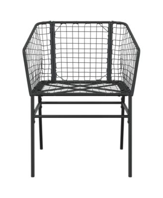 Garden Chair Black PE Rattan, Powder-Coated Steel Durable