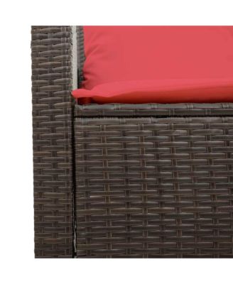 4 Piece Patio Sofa Set with Cushions Brown Poly Rattan