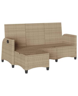 Reclining Garden Sofa Beige PE Rattan Medium Adjustable Armrests