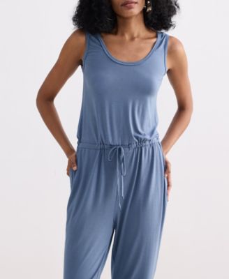 Women's Relaxed Drawstring Jumpsuit in Blue
