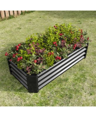 47.24"Metal Raised Garden Bed, Rectangle Raised Planter 4×2×1ft for Flowers Plants, Vegetables Herb Black